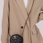 Chanel 2020 Lambskin Crystal Round Clutch on Chain - FashioNica