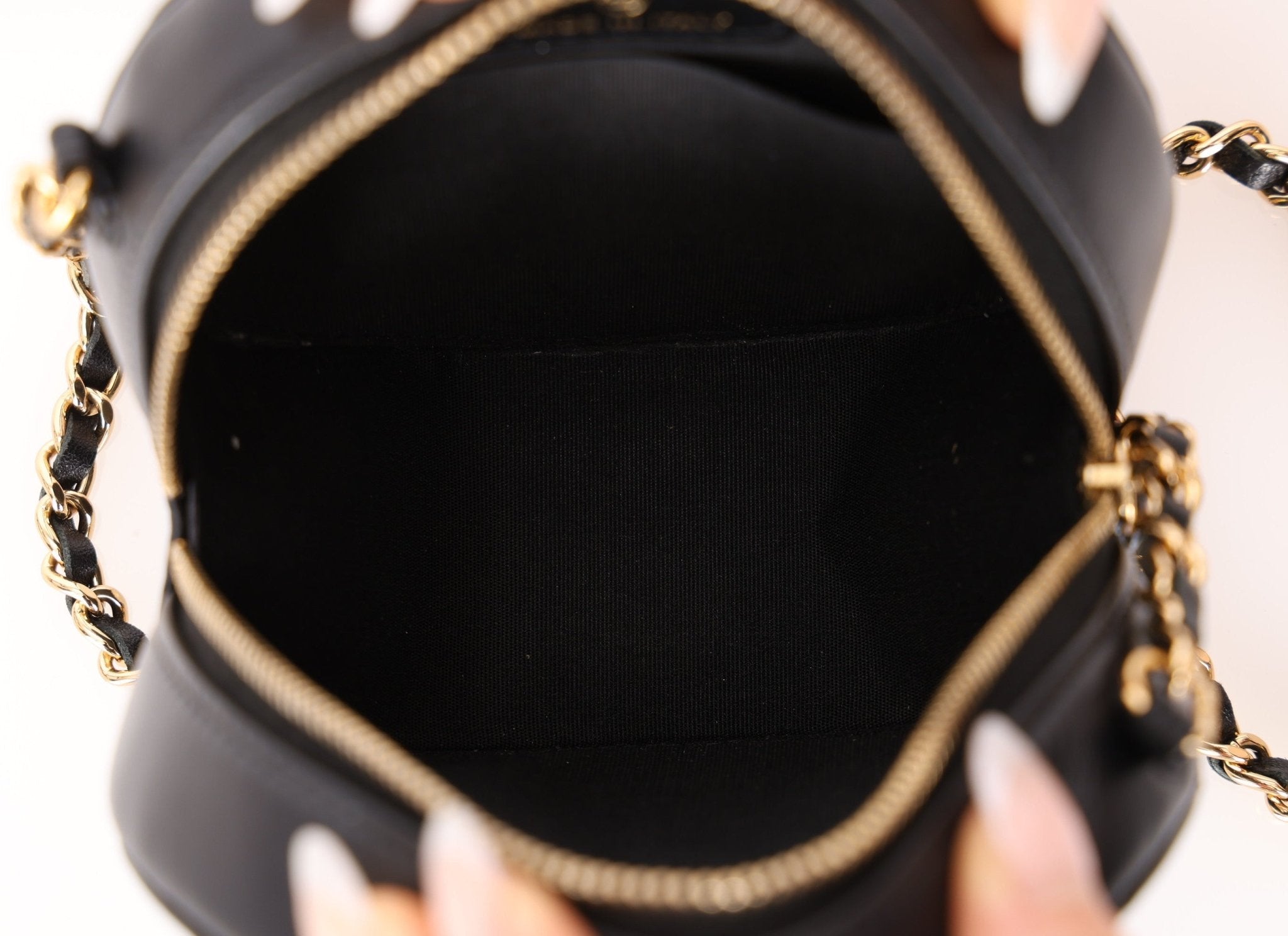 Chanel 2020 Lambskin Crystal Round Clutch on Chain - FashioNica