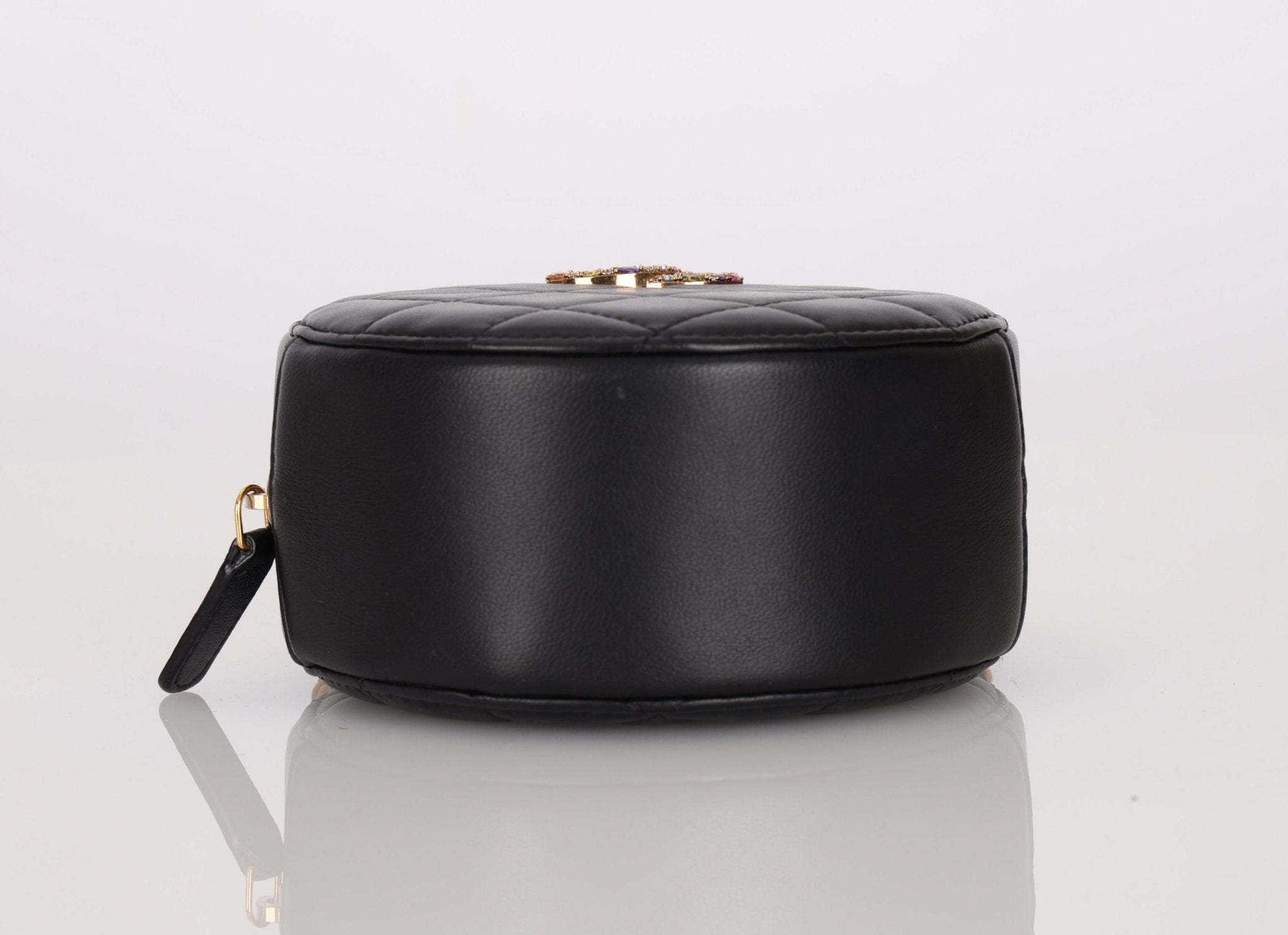 Chanel 2020 Lambskin Crystal Round Clutch on Chain - FashioNica