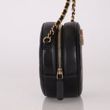 Chanel 2020 Lambskin Crystal Round Clutch on Chain - FashioNica