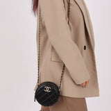 Chanel 2020 Lambskin Crystal Round Clutch on Chain - FashioNica