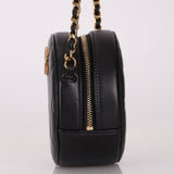 Chanel 2020 Lambskin Crystal Round Clutch on Chain - FashioNica