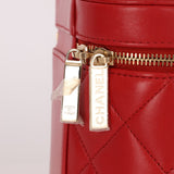 Chanel 2020 Red Lambskin Trendy CC Top Handle Vanity w/ Strap - FashioNica