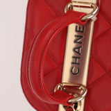 Chanel 2020 Red Lambskin Trendy CC Top Handle Vanity w/ Strap - FashioNica