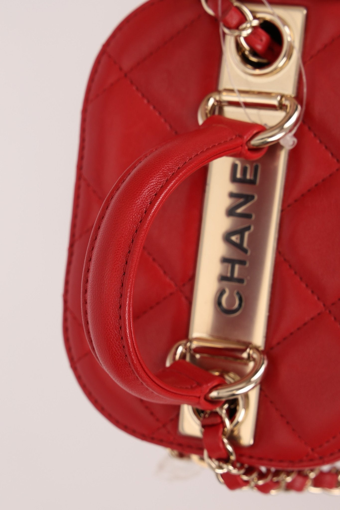 Chanel 2020 Red Lambskin Trendy CC Top Handle Vanity w/ Strap - FashioNica
