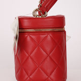 Chanel 2020 Red Lambskin Trendy CC Top Handle Vanity w/ Strap - FashioNica