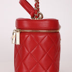 Chanel 2020 Red Lambskin Trendy CC Top Handle Vanity w/ Strap - FashioNica