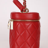 Chanel 2020 Red Lambskin Trendy CC Top Handle Vanity w/ Strap - FashioNica