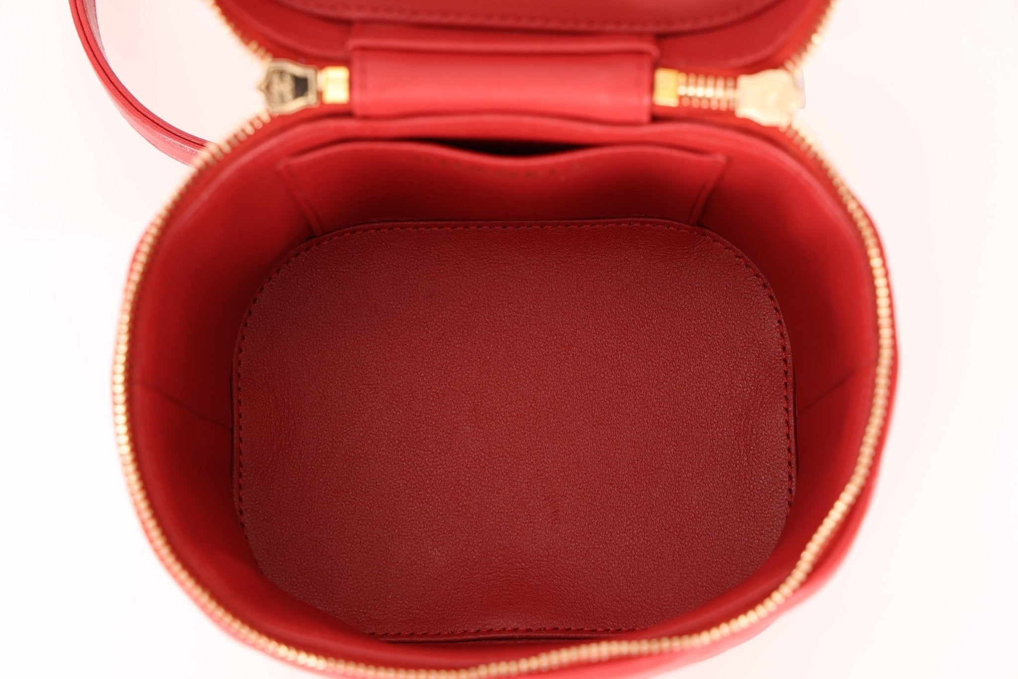 Chanel 2020 Red Lambskin Trendy CC Top Handle Vanity w/ Strap - FashioNica