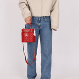 Chanel 2020 Red Lambskin Trendy CC Top Handle Vanity w/ Strap - FashioNica