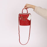 Chanel 2020 Red Lambskin Trendy CC Top Handle Vanity w/ Strap - FashioNica