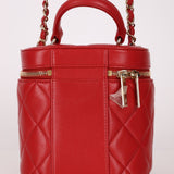 Chanel 2020 Red Lambskin Trendy CC Top Handle Vanity w/ Strap - FashioNica