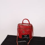 Chanel 2020 Red Lambskin Trendy CC Top Handle Vanity w/ Strap - FashioNica