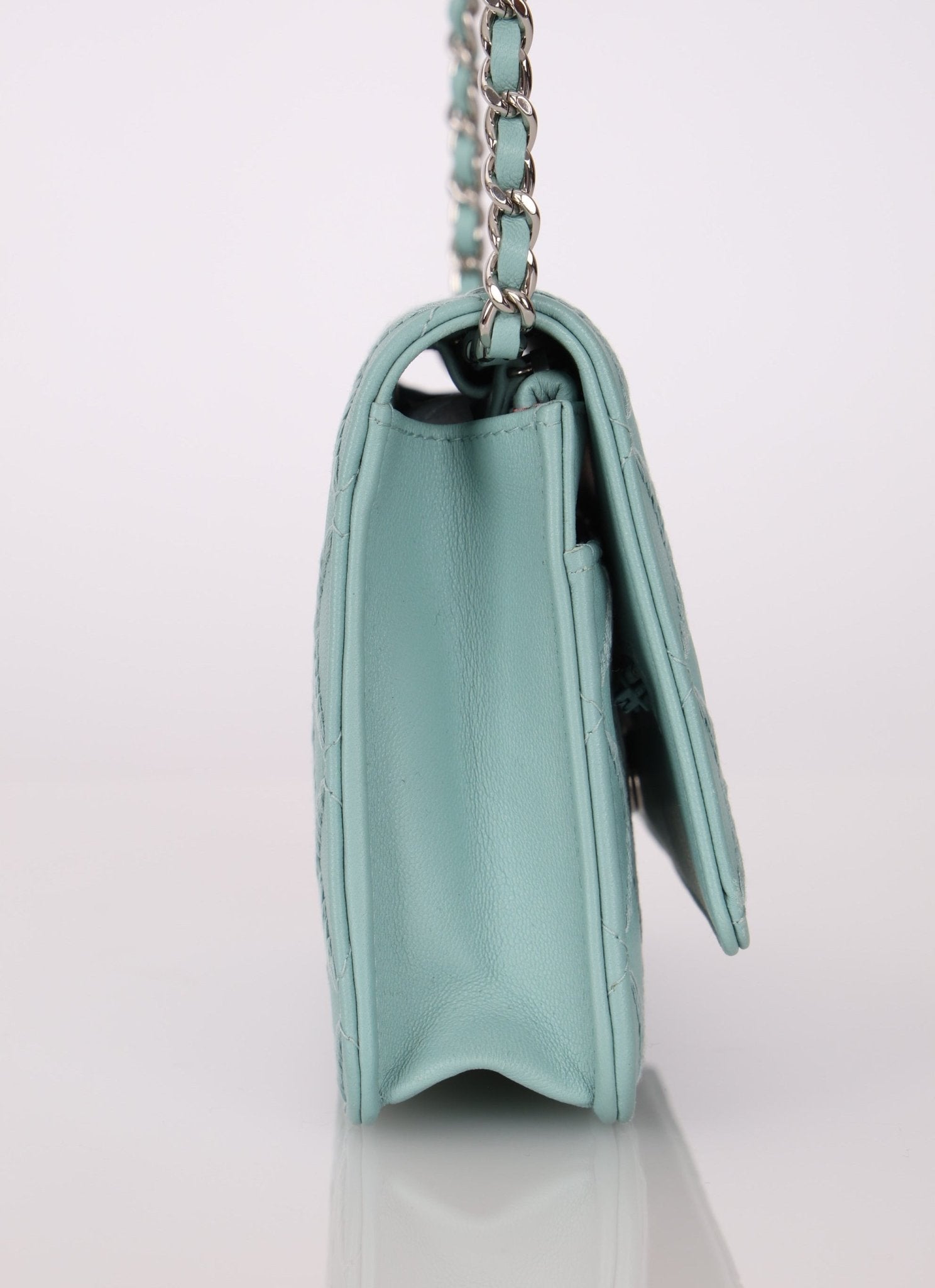 Chanel 2020 Robin's Egg Blue Calfskin Wildstitch Wallet on Chain - FashioNica