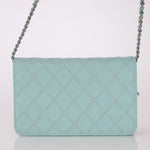 Chanel 2020 Robin's Egg Blue Calfskin Wildstitch Wallet on Chain - FashioNica