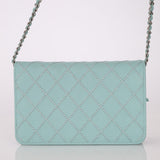 Chanel 2020 Robin's Egg Blue Calfskin Wildstitch Wallet on Chain - FashioNica