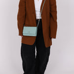 Chanel 2020 Robin's Egg Blue Calfskin Wildstitch Wallet on Chain - FashioNica