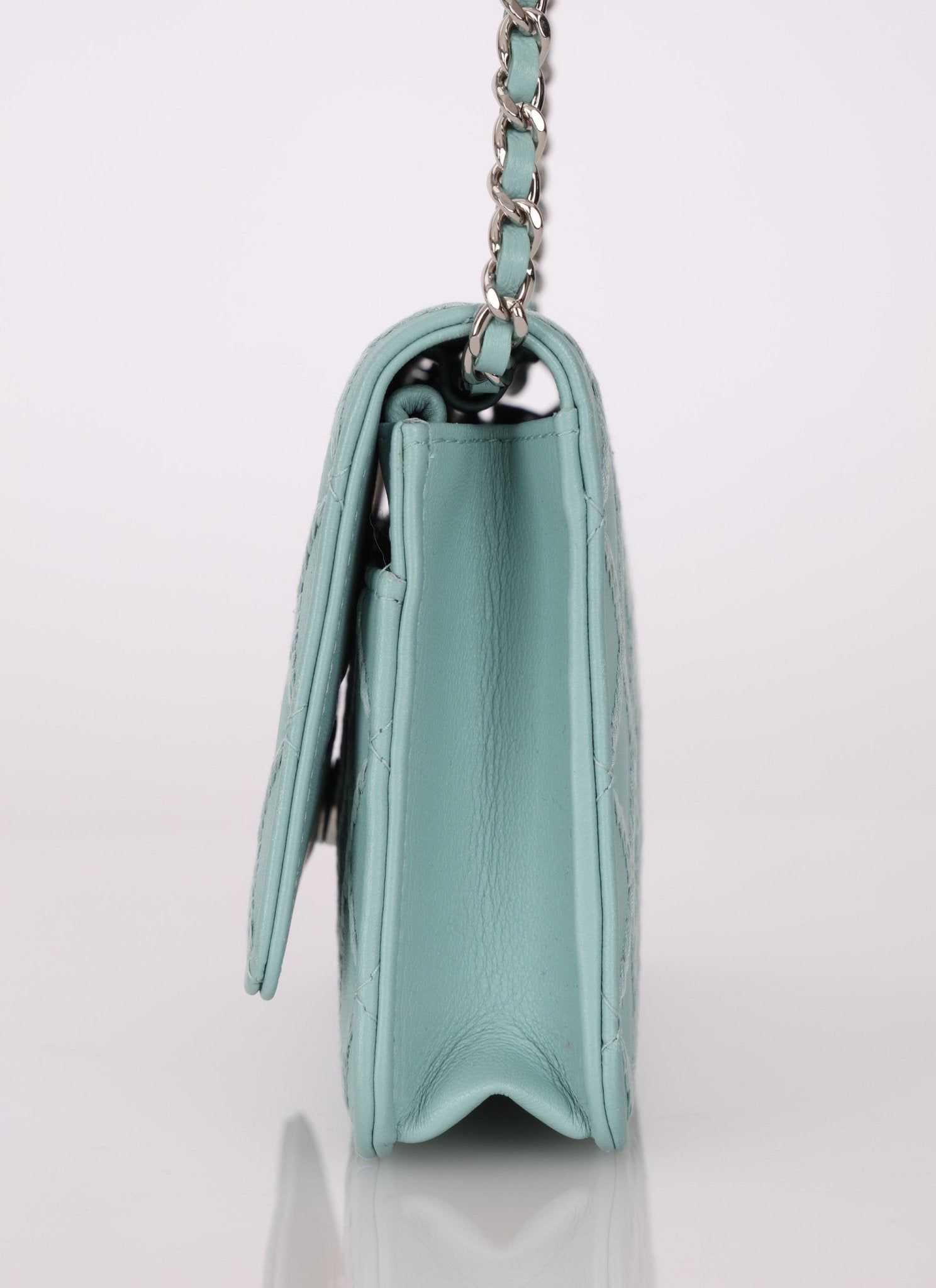 Chanel 2020 Robin's Egg Blue Calfskin Wildstitch Wallet on Chain - FashioNica