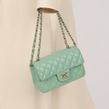 Chanel 2020 Seafoam Green Lambskin Mini Rectangular Flap - FashioNica
