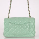 Chanel 2020 Seafoam Green Lambskin Mini Rectangular Flap - FashioNica