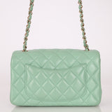 Chanel 2020 Seafoam Green Lambskin Mini Rectangular Flap - FashioNica