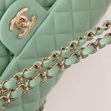 Chanel 2020 Seafoam Green Lambskin Mini Rectangular Flap - FashioNica