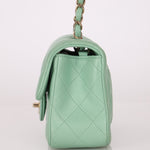 Chanel 2020 Seafoam Green Lambskin Mini Rectangular Flap - FashioNica