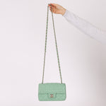 Chanel 2020 Seafoam Green Lambskin Mini Rectangular Flap - FashioNica