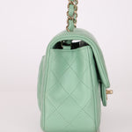 Chanel 2020 Seafoam Green Lambskin Mini Rectangular Flap - FashioNica