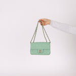 Chanel 2020 Seafoam Green Lambskin Mini Rectangular Flap - FashioNica