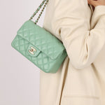 Chanel 2020 Seafoam Green Lambskin Mini Rectangular Flap - FashioNica