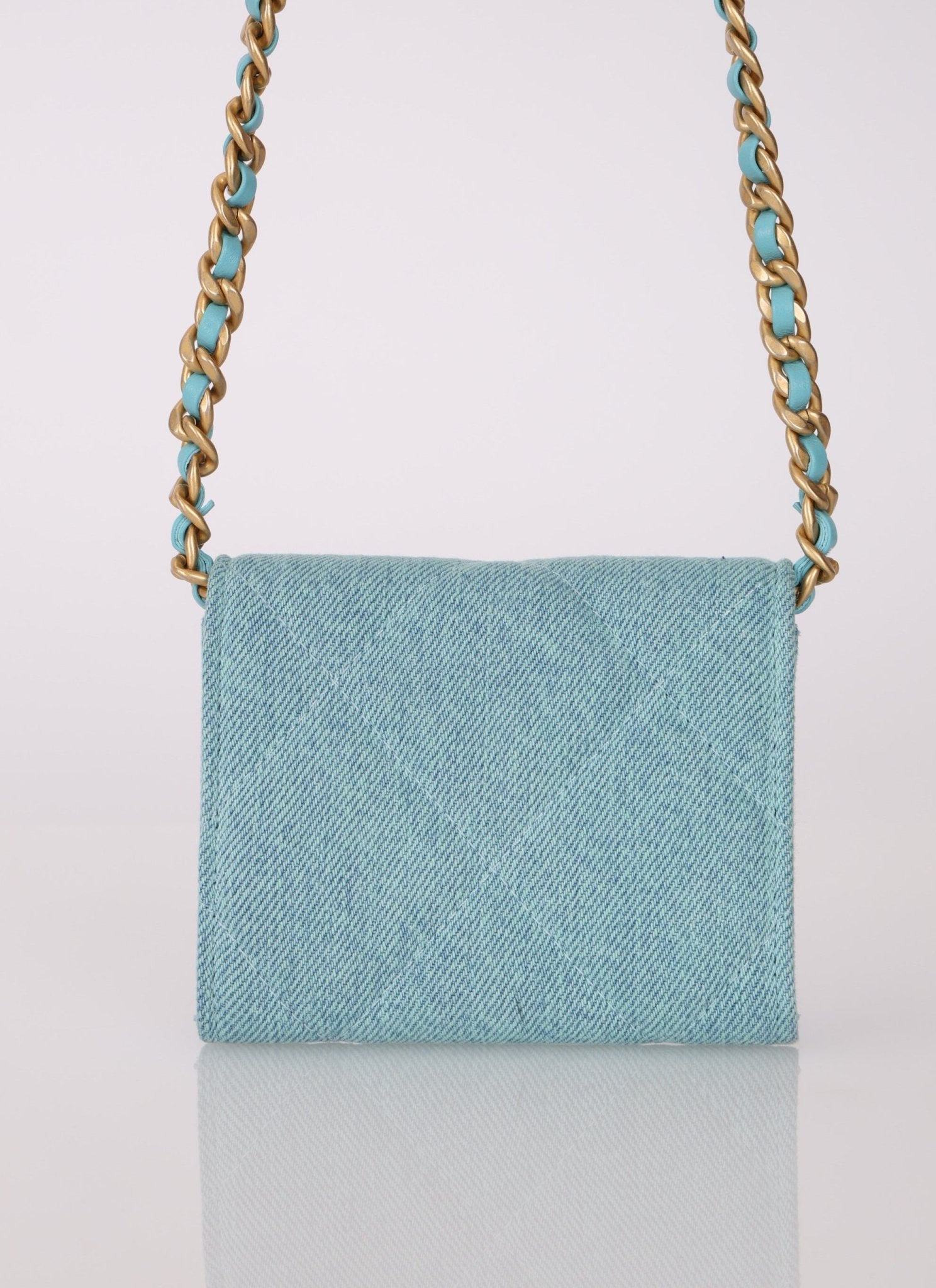 Chanel 2021 19 Denim Card Holder on Chain - FashioNica