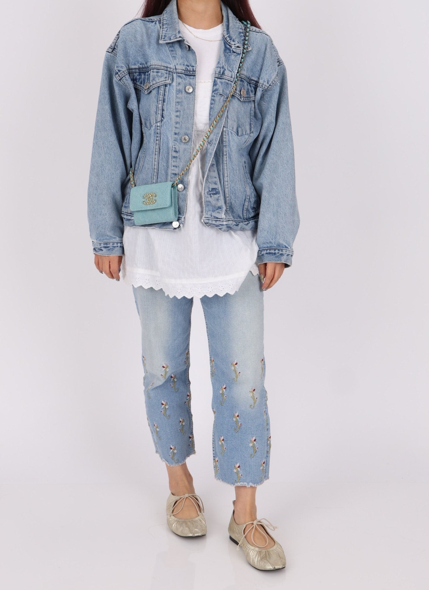 Chanel 2021 19 Denim Card Holder on Chain - FashioNica