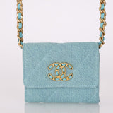 Chanel 2021 19 Denim Card Holder on Chain - FashioNica