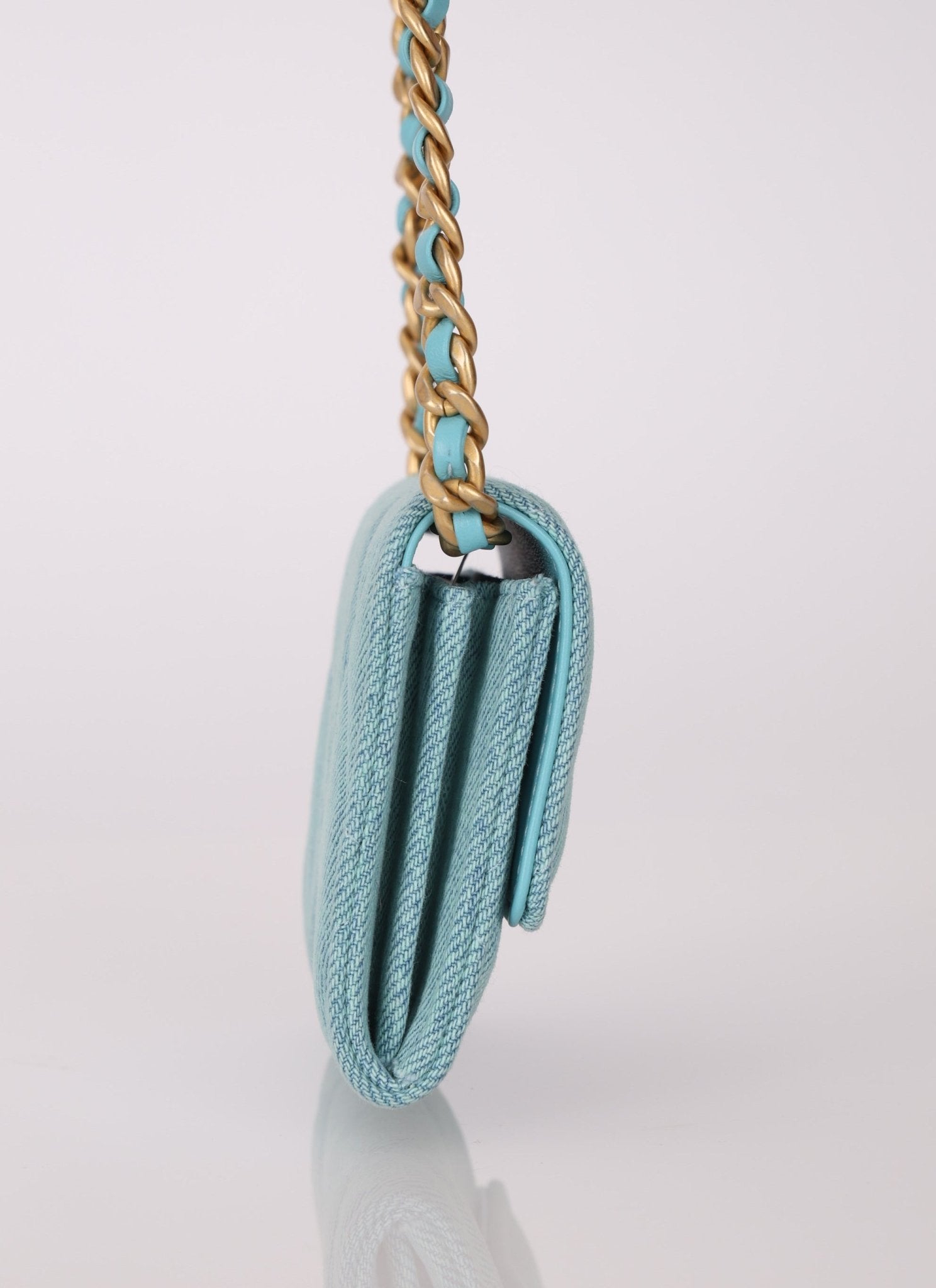 Chanel 2021 19 Denim Card Holder on Chain - FashioNica