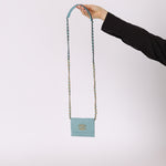 Chanel 2021 19 Denim Card Holder on Chain - FashioNica