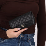 Chanel 2021 Black Caviar Sunglasses Case on Chain - FashioNica