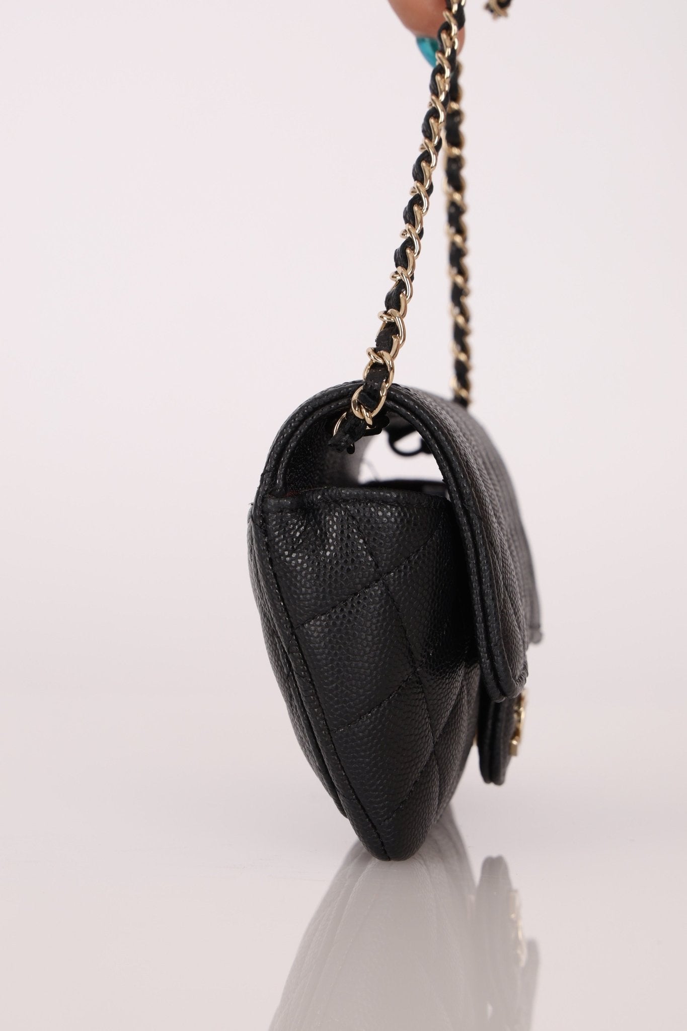 Chanel 2021 Black Caviar Sunglasses Case on Chain - FashioNica