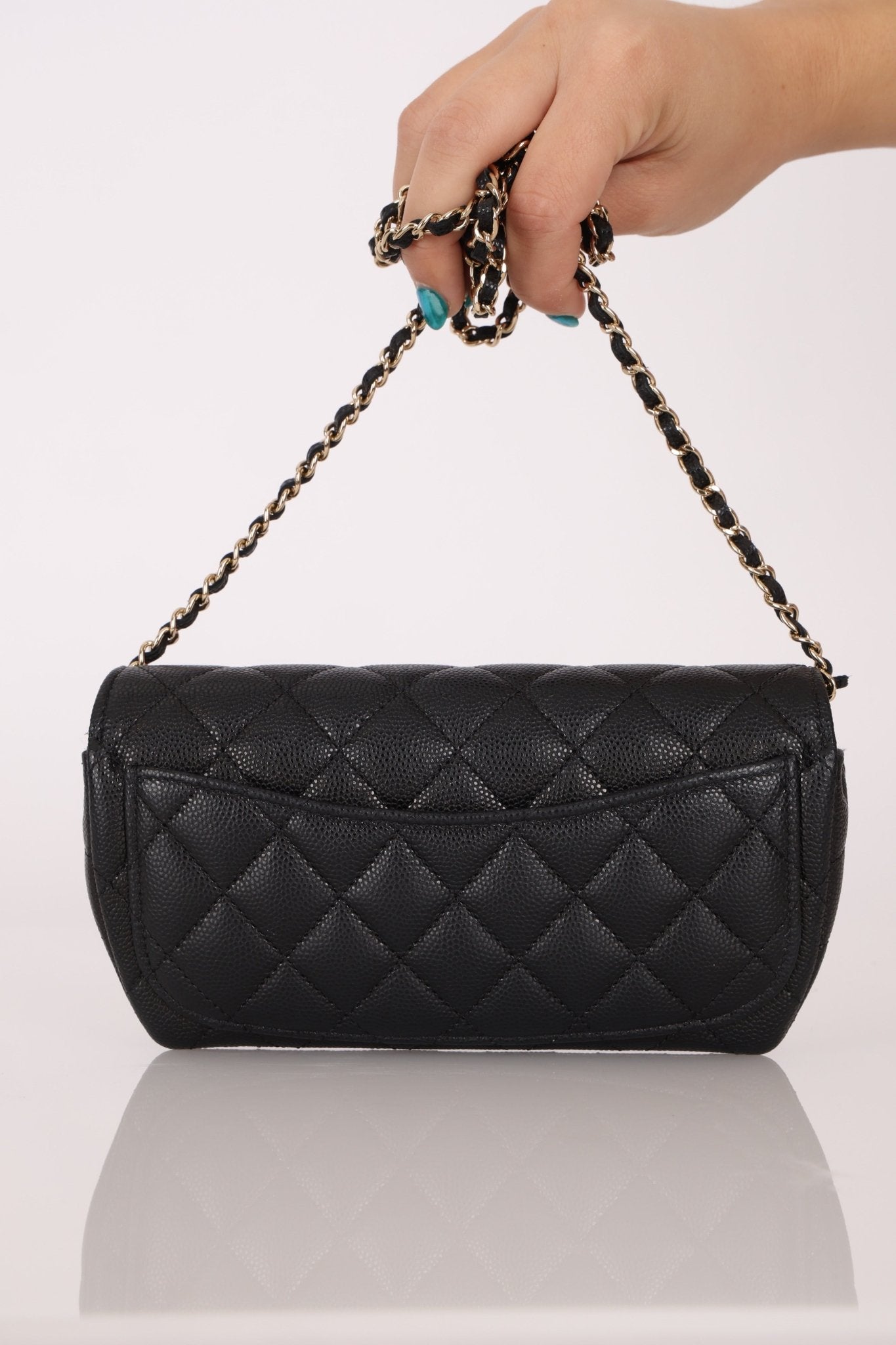 Chanel 2021 Black Caviar Sunglasses Case on Chain - FashioNica