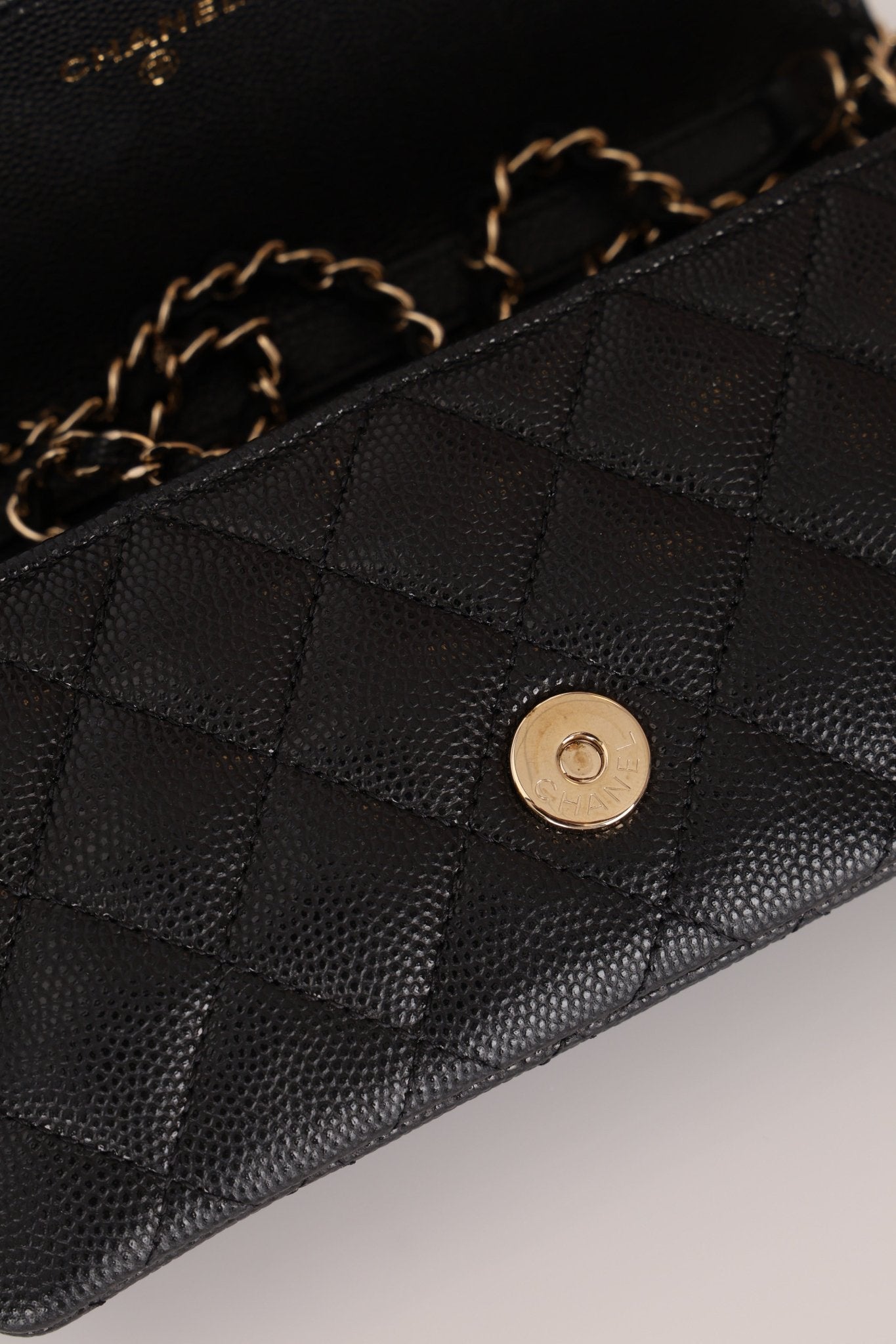 Chanel 2021 Black Caviar Sunglasses Case on Chain - FashioNica