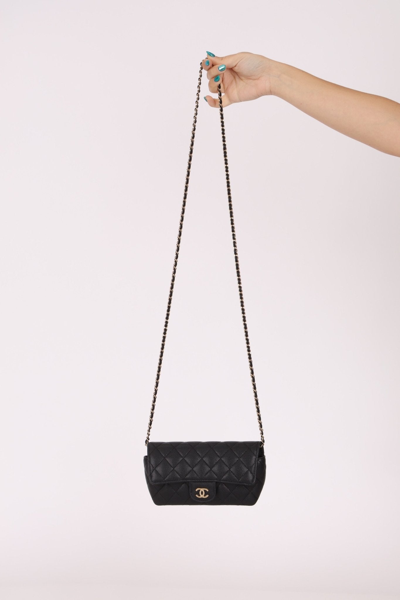 Chanel 2021 Black Caviar Sunglasses Case on Chain - FashioNica