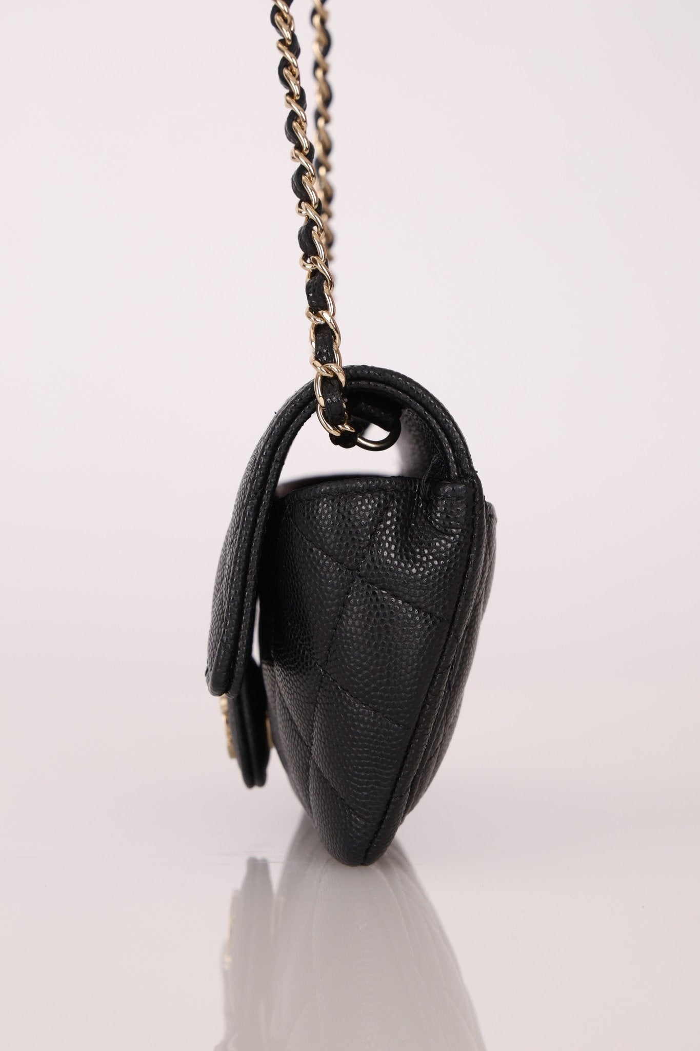 Chanel 2021 Black Caviar Sunglasses Case on Chain - FashioNica