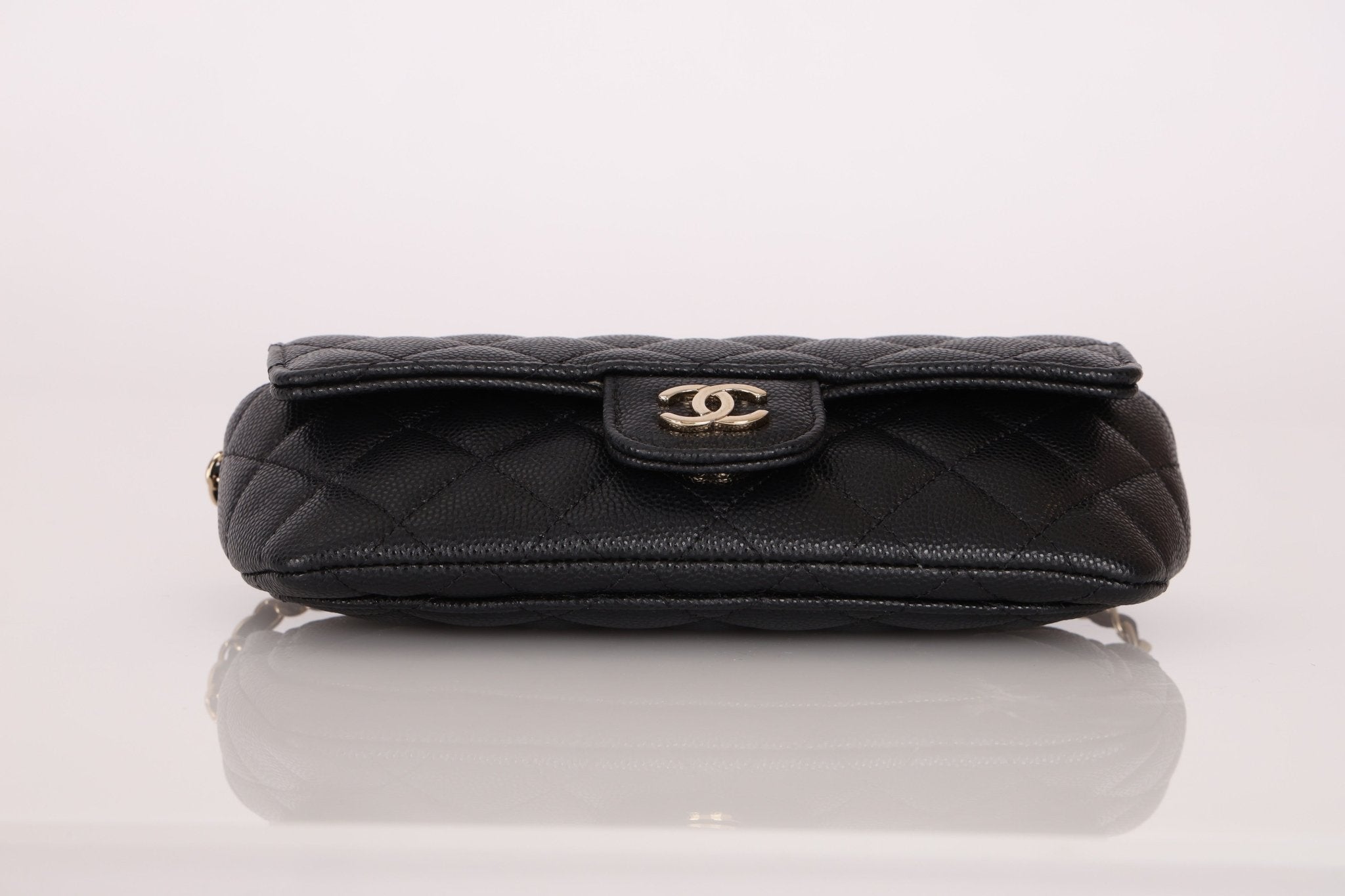 Chanel 2021 Black Caviar Sunglasses Case on Chain - FashioNica