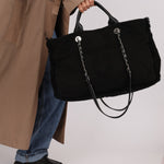 Chanel 2021 Black Double Face Medium Deauville Tote - FashioNica
