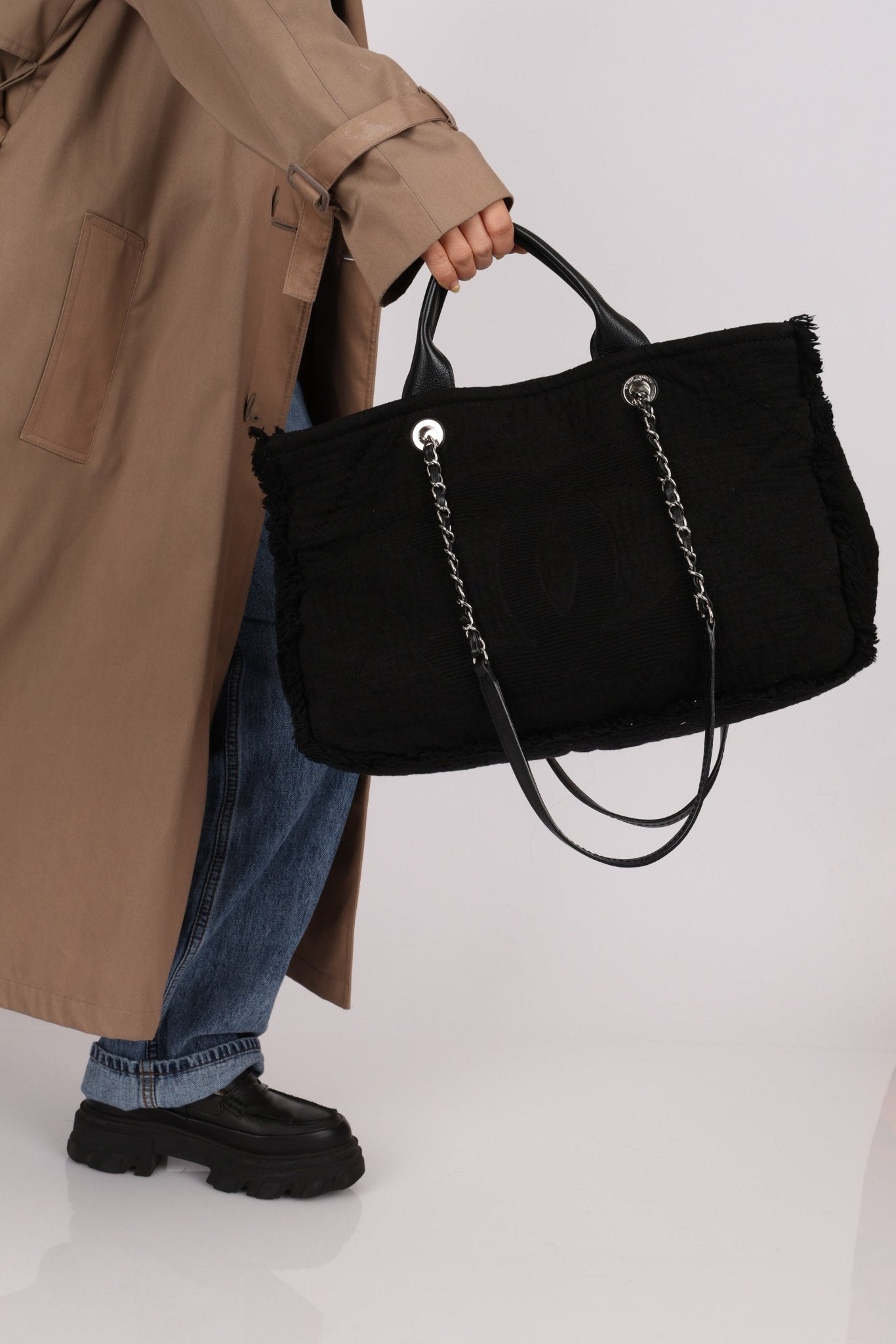 Chanel 2021 Black Double Face Medium Deauville Tote - FashioNica