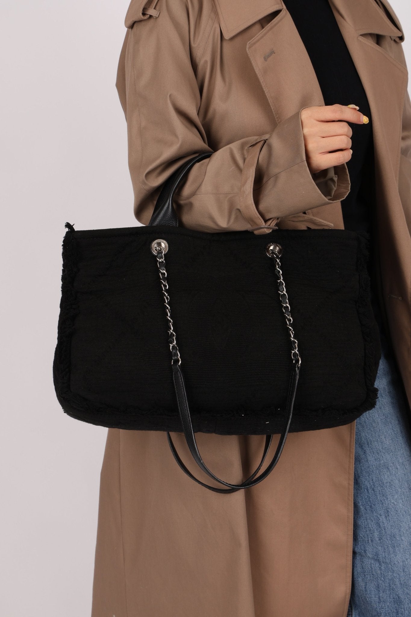 Chanel 2021 Black Double Face Medium Deauville Tote - FashioNica