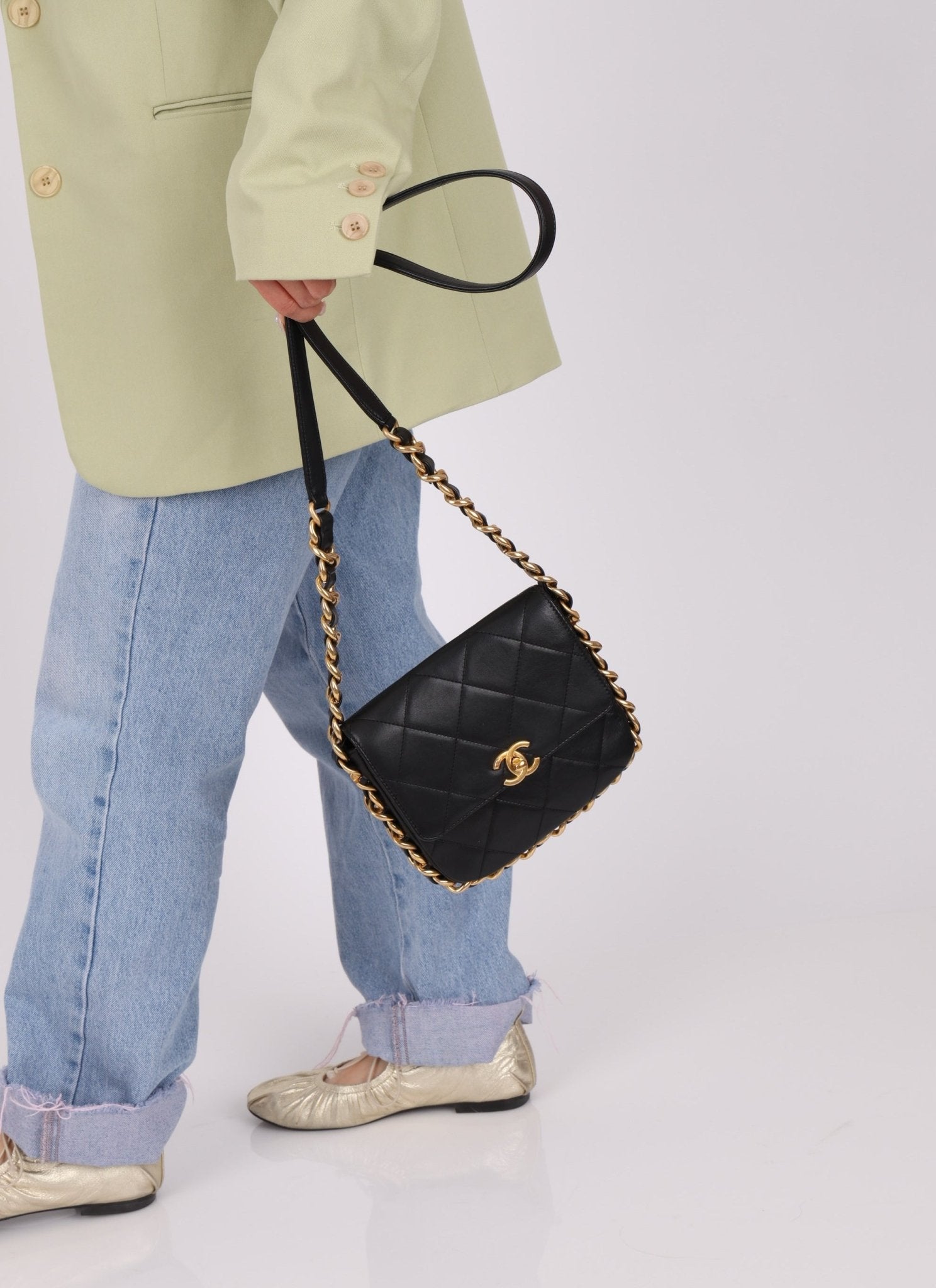 Chanel 2021 Calfskin Chain Around Square Crossbody - FashioNica