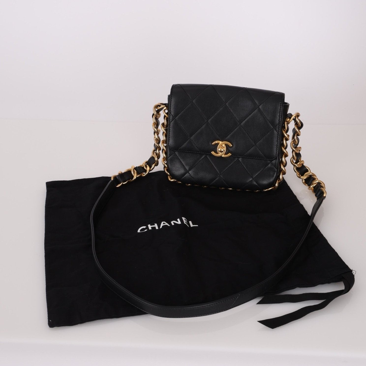 Chanel 2021 Calfskin Chain Around Square Crossbody - FashioNica