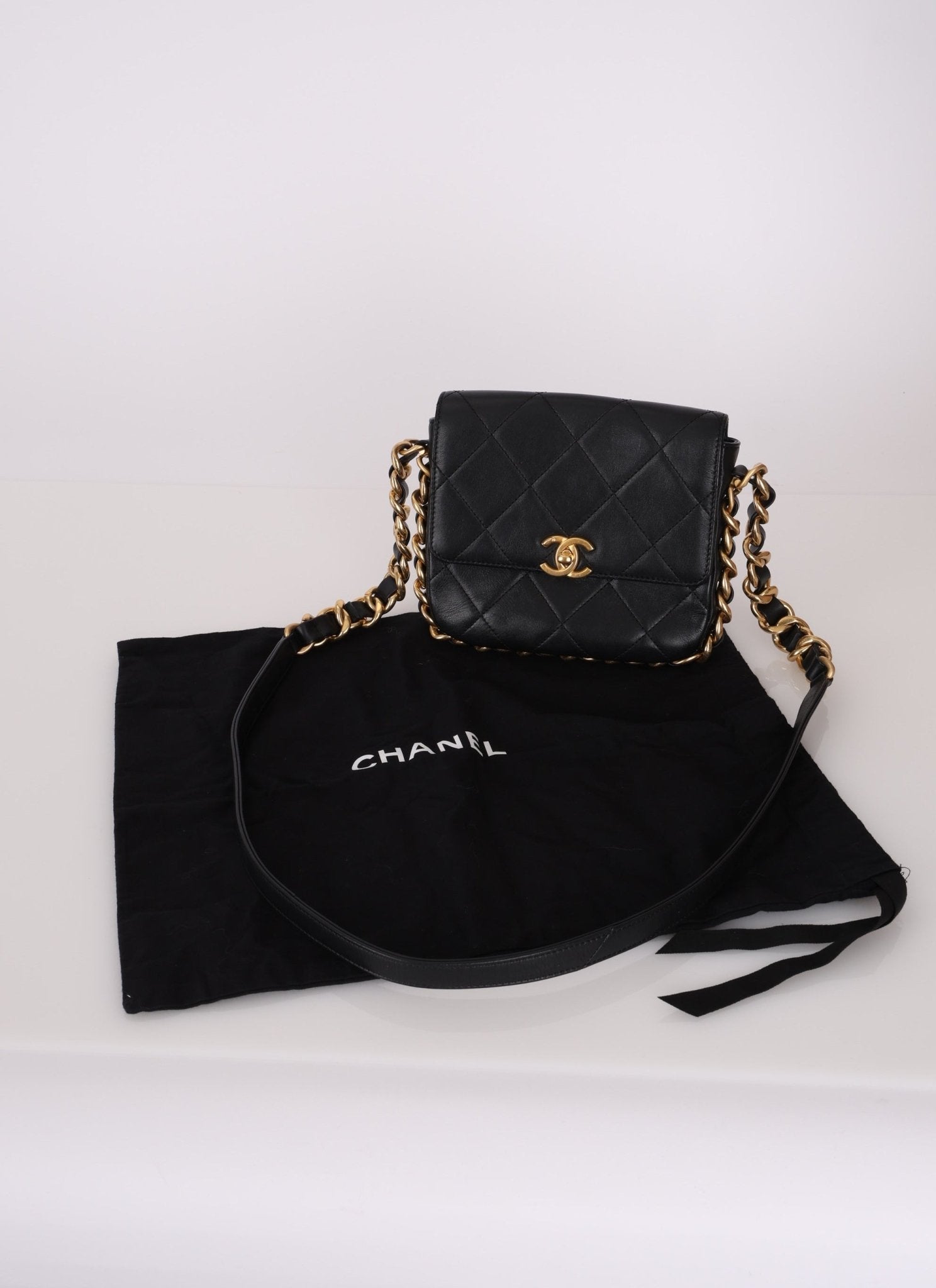 Chanel 2021 Calfskin Chain Around Square Crossbody - FashioNica