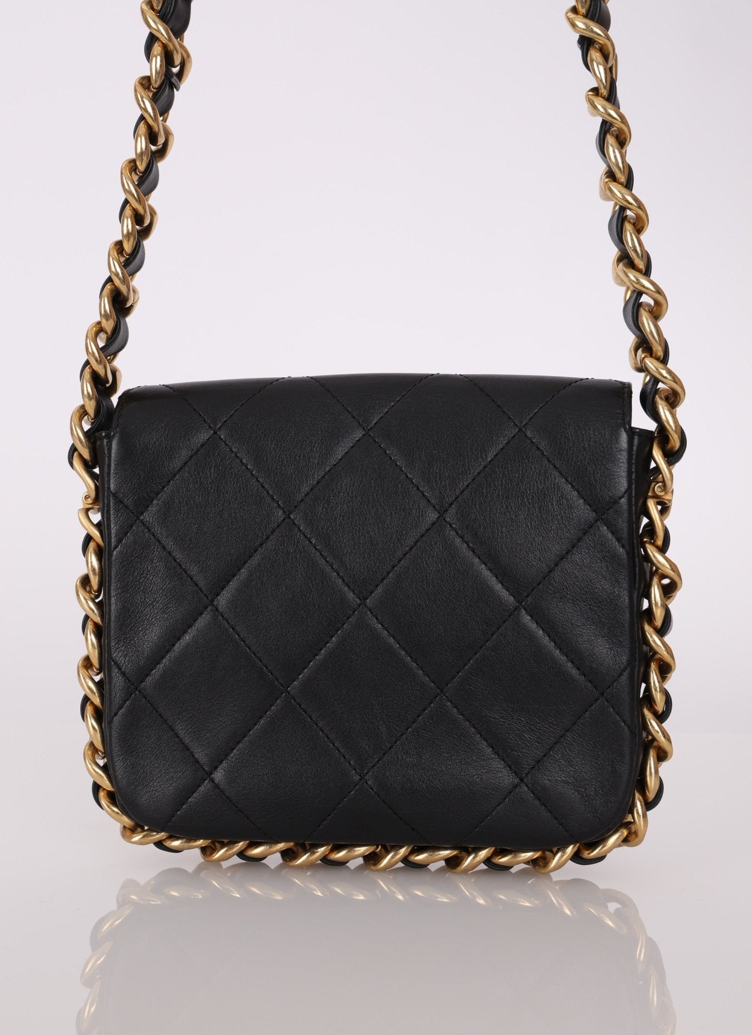 Chanel 2021 Calfskin Chain Around Square Crossbody - FashioNica